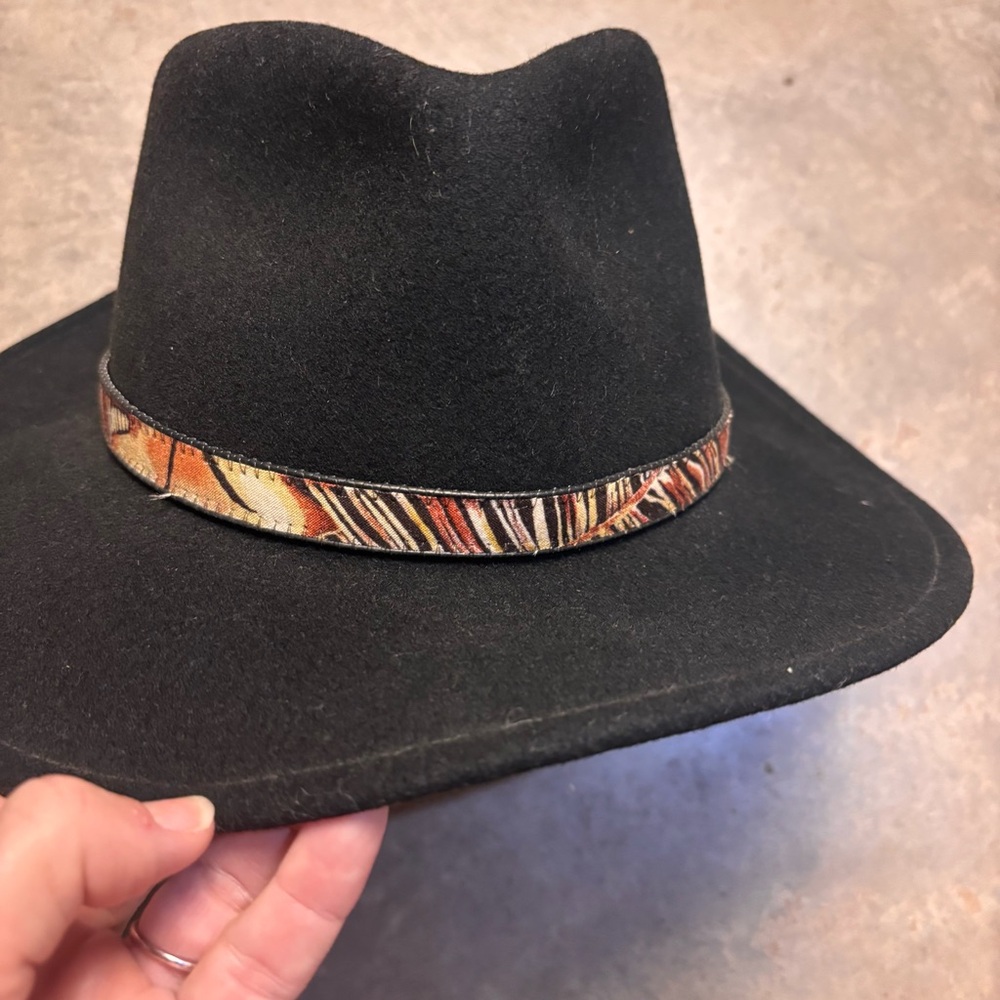 Eddy Bros Black 100% Wool Felt Cowboy Western Hat Made in USA Womens Large - Picture 5 of 5